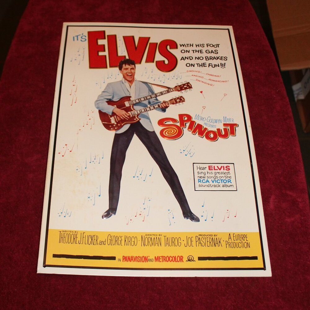 VINTAGE ELVIS PRESLEY "SPINOUT" METAL MOVIE POSTER